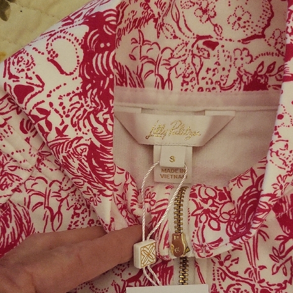 Lilly Pulitzer Raspberry Rouge Popover Half Zip Top - Picture 4 of 6